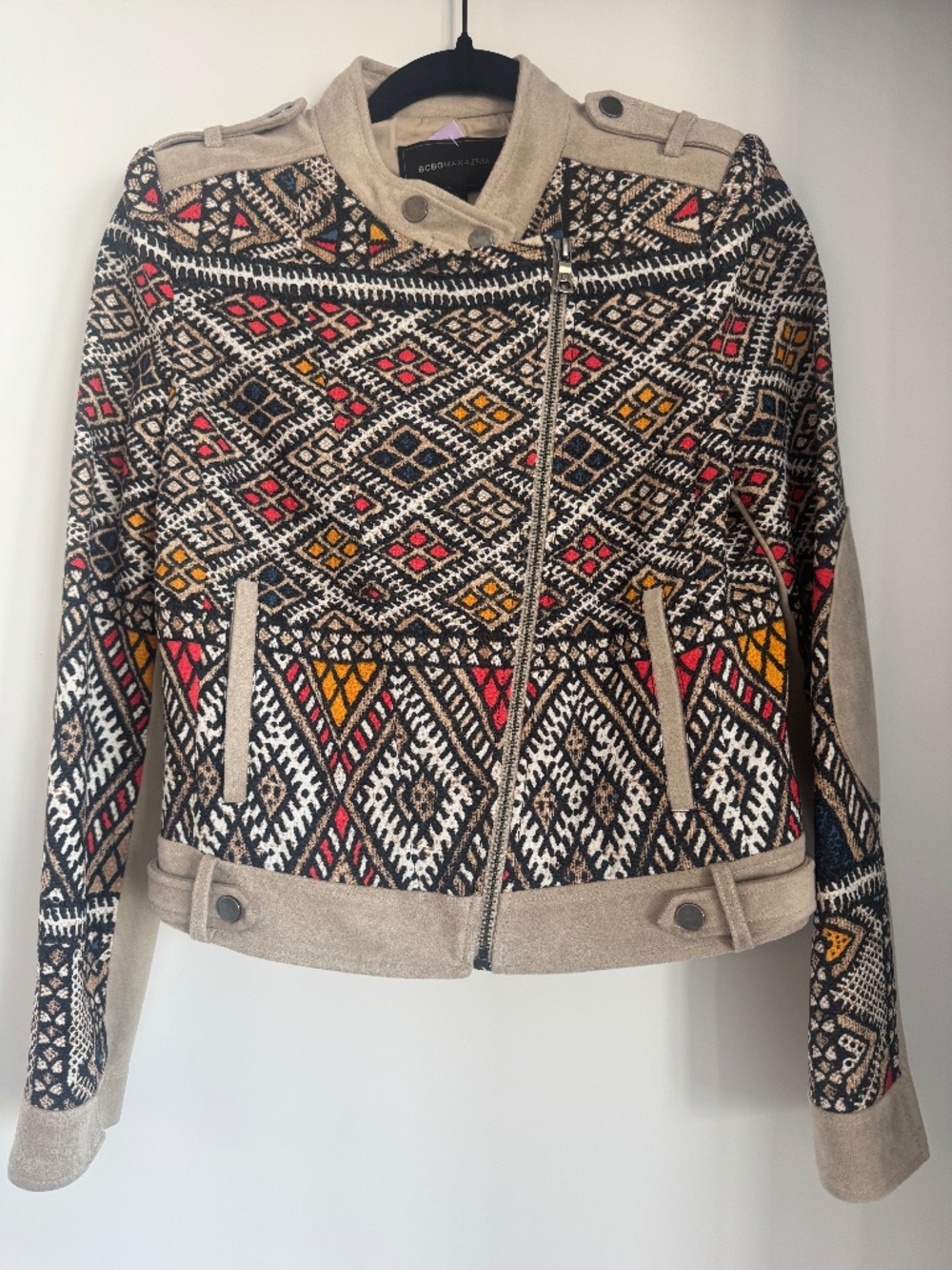 BCBG sude jacket with design